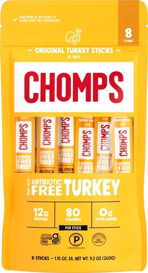 Chomps Original Turkey Sticks 1.15oz - 8 Count Pouch