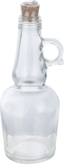 Clear Glass Bottles with Round Handles and Cork Stoppers, 7 in.