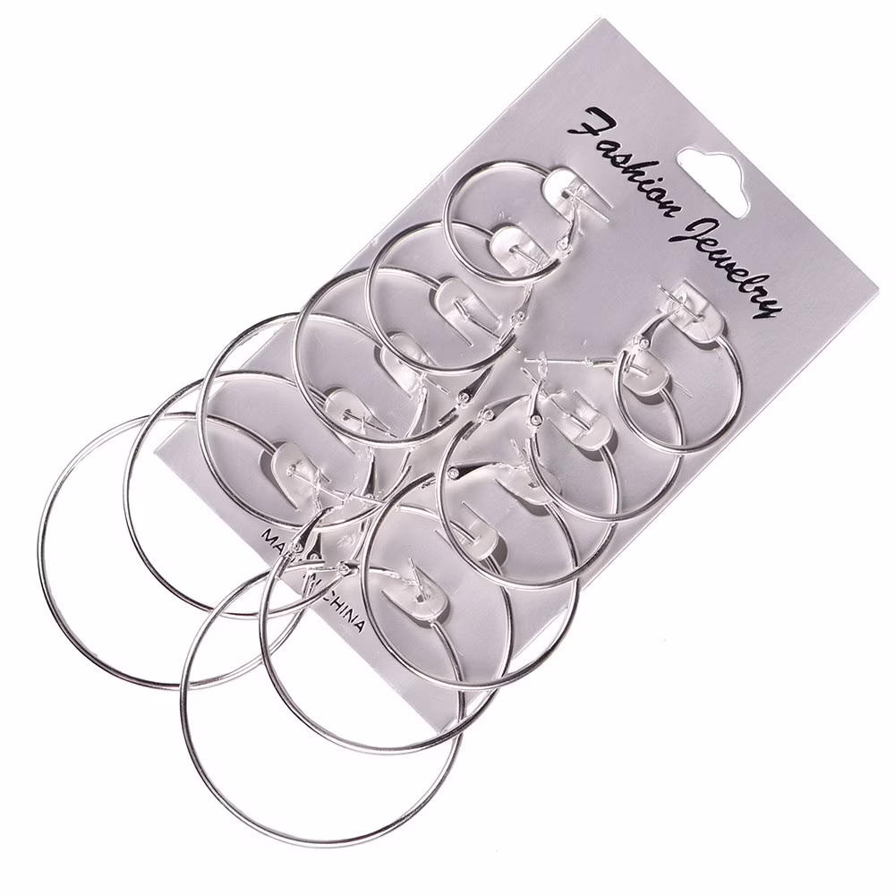 qucoqpe Earrings for Women 6Pairs/set Vintage Silver Gold Big Circle Hoop Earrings Women Steampunk Ear Clip Jewelry On Clearance ,Sliver