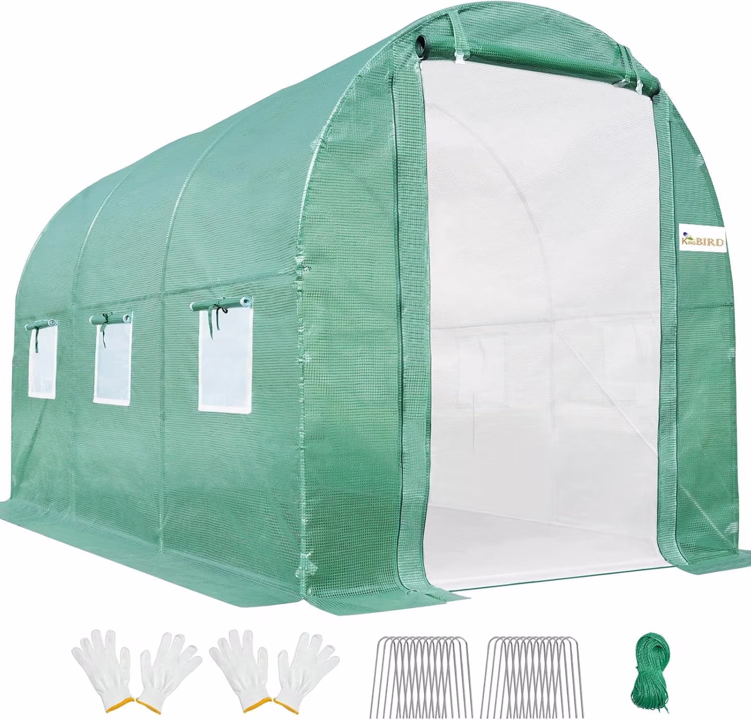 KING BIRD Premium 20x10x6.6FT Large Walk-in Greenhouse for Outdoors, Heavy Duty Galvanized Steel Frame, Green