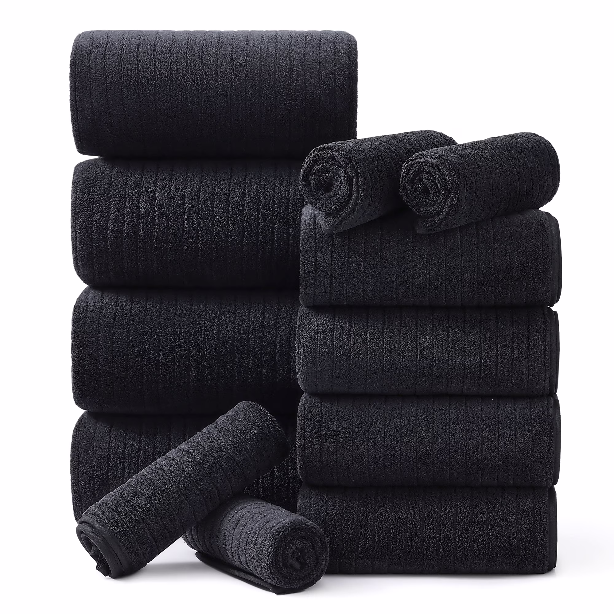 Jessy Home 12 Piece Dark Gray Bath Towel Set for Bathroom-4 Bath Towels,4 Hand Towels,4 Washcloths Soft and Plush Highly Absorbent Towel for Hotel & Spa