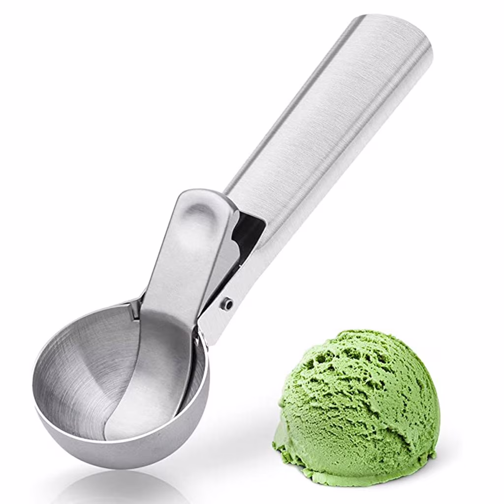 Professional Ice Cream Scoop with Spring Handle - Heavy Duty Stainless Steel Scooper for Hard Gelato, Sorbet & Frozen Yogurt (Restaurant-Grade 18/8 Metal, 7.3