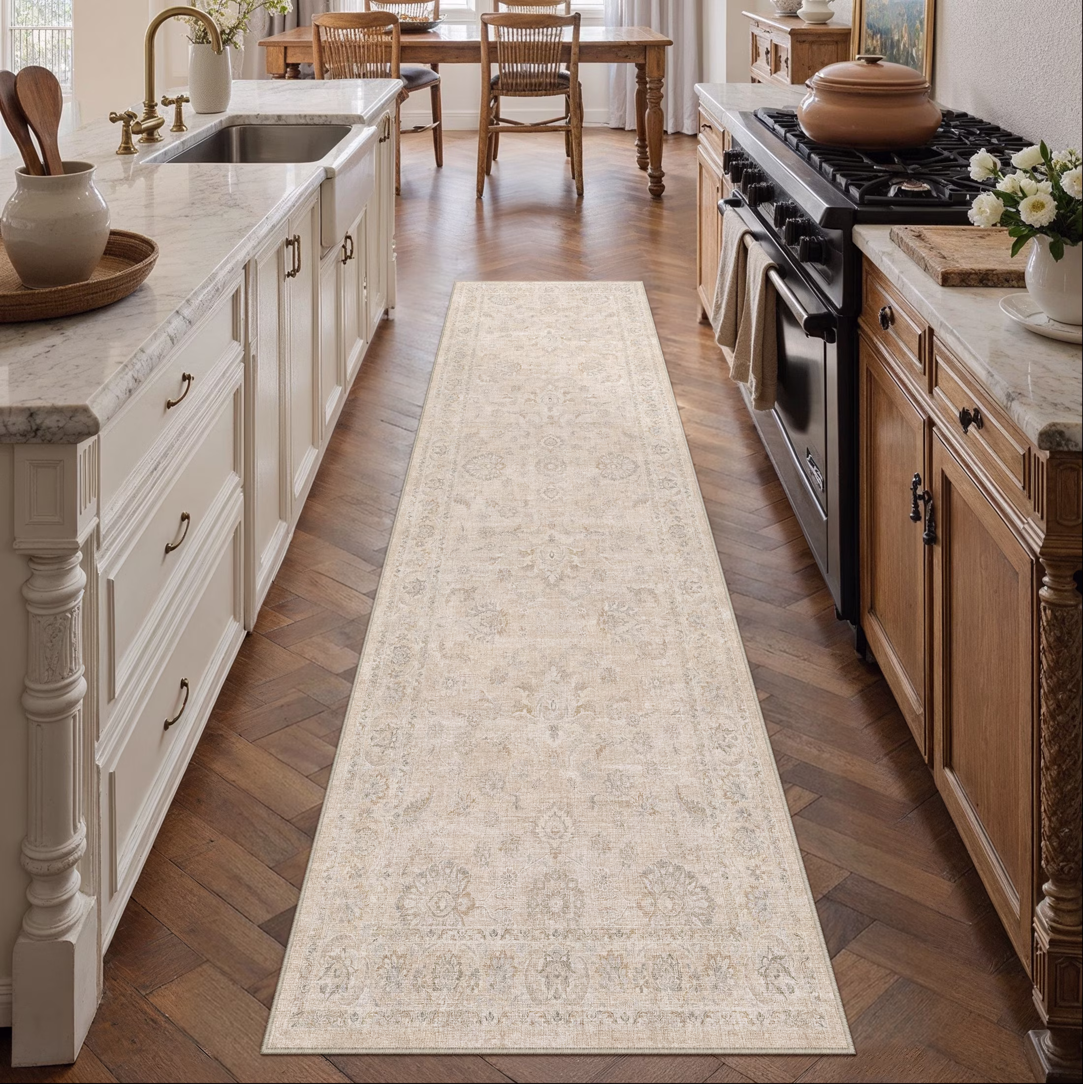 BERTHMEER 5'x7' Area Rugs for Living Room Bedroom Rugs Kitchen Non Slip Washable Vintage Brown Carpets Oriental Distressed Office Dorm Dining Room Traditional Distressed Throw Rugs