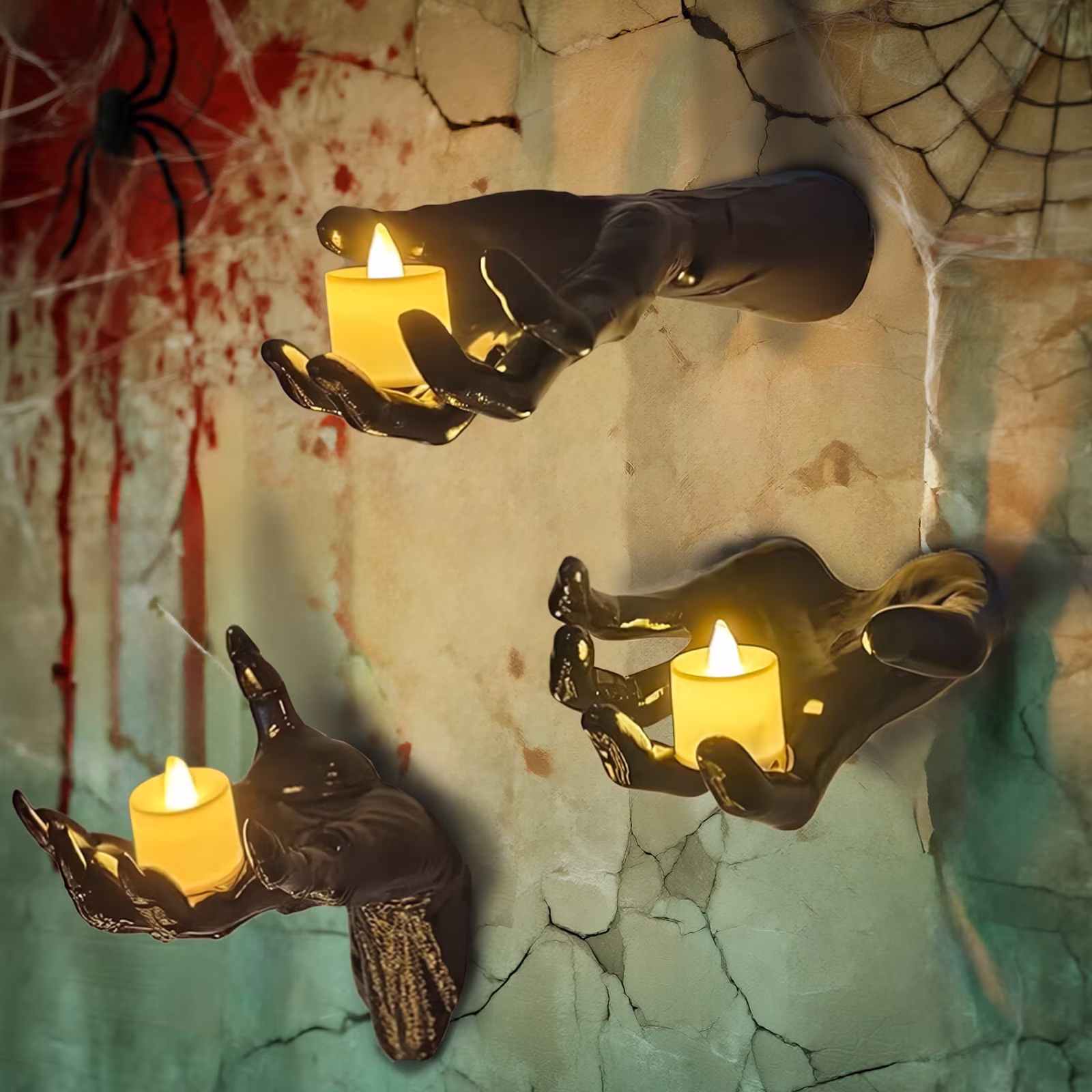 3Creepy Hands+3Lighted Candles