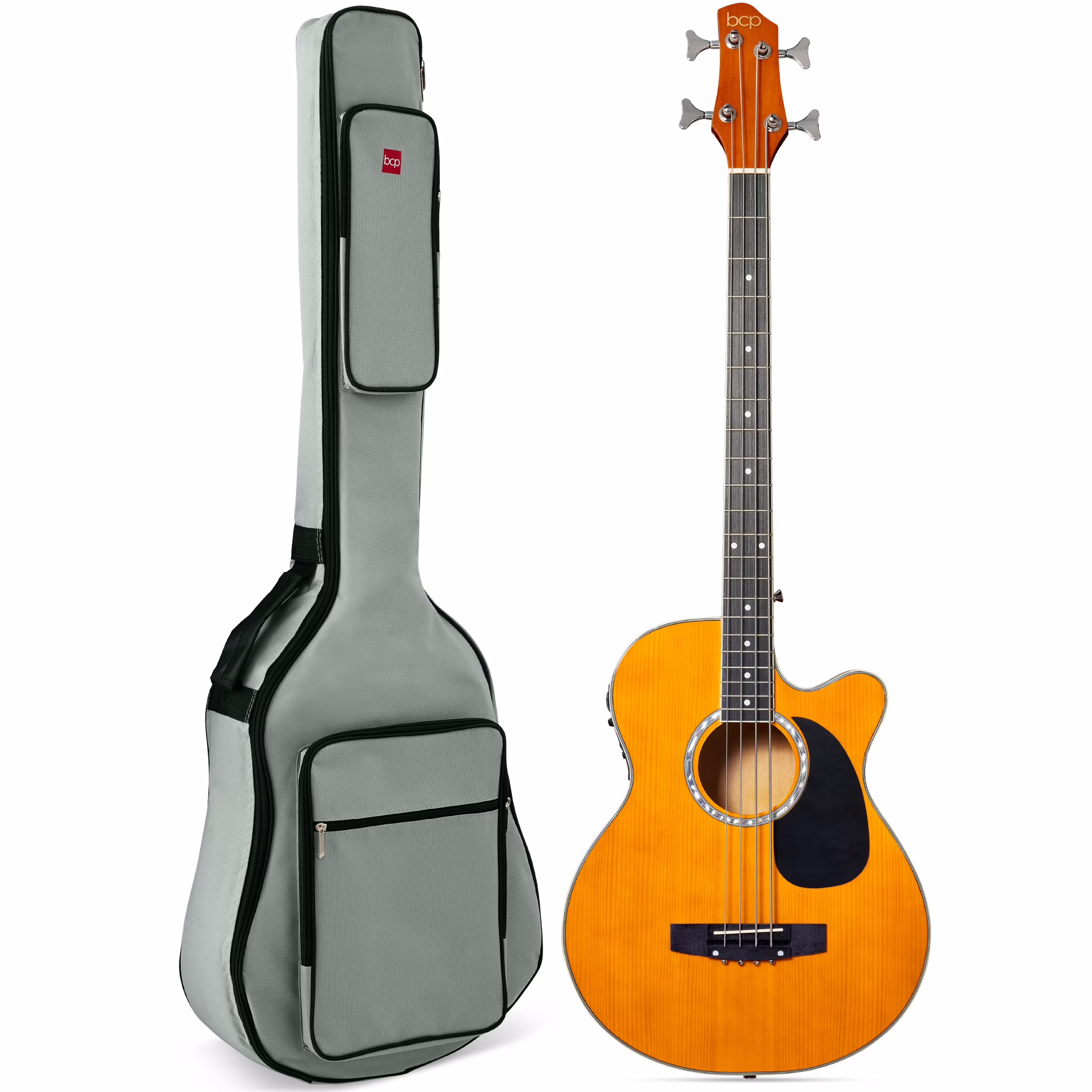 Best Choice Products 22-Fret Full Size Acoustic Electric Bass Guitar w/ 4-Band Equalizer, Truss Rod, Padded Gig Bag - Blue