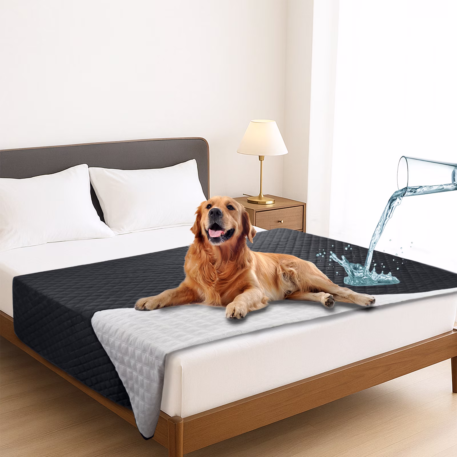 Sanmadrola Sofa Cover Slipcover 100% Double-Sided Waterproof Dog Bed Couch Cover Pet Blanket Sofa Couch Furniture Protector for Kids Children Dog Cat, 52''x82'' Gray
