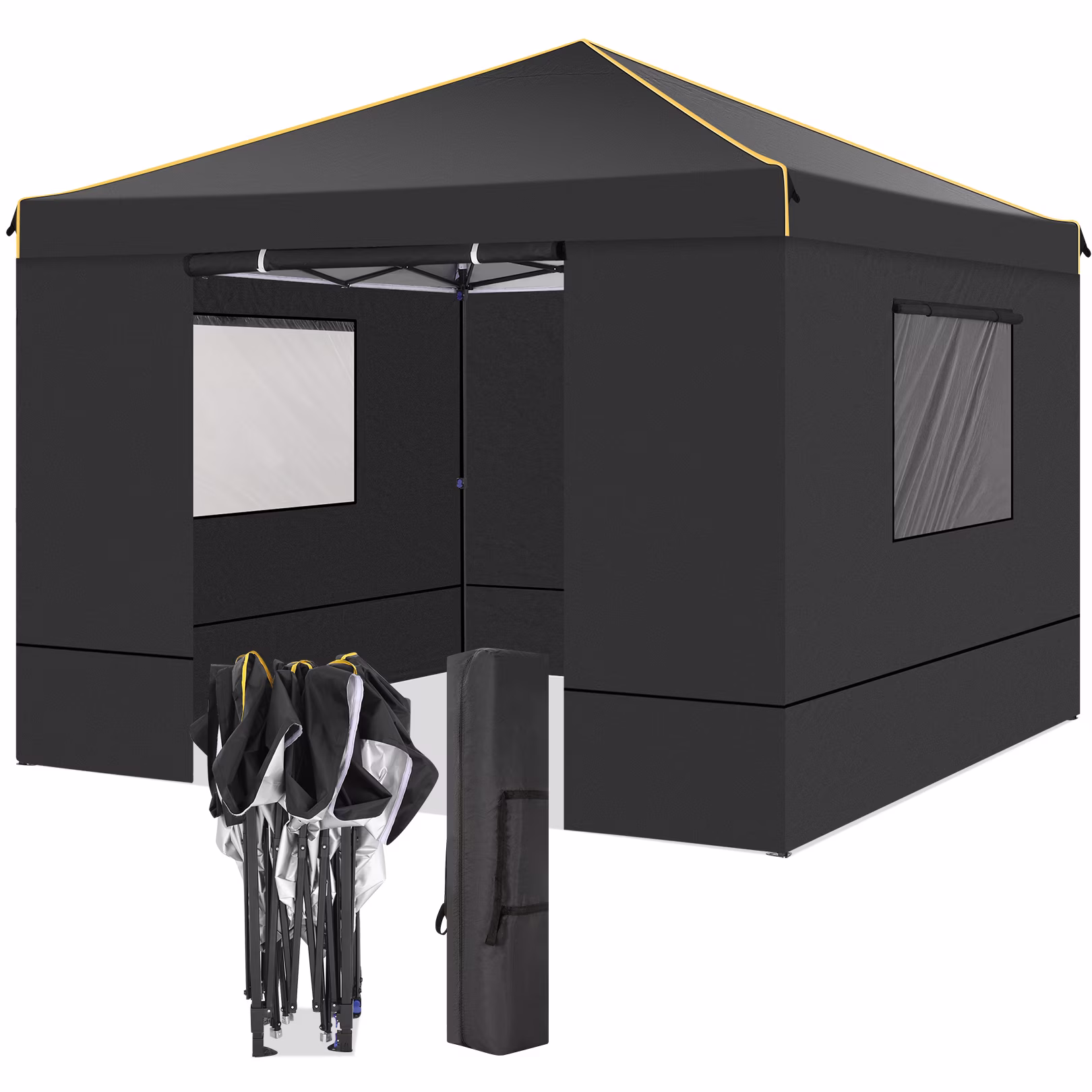 SANOPY 10' x 20' Pop Up Canopy Tent with Air Vent, Removable Sidewalls & Reflective Strips, Outdoor Instant Shelter Gazebo for Party, Camping, Beach, Market, Gray