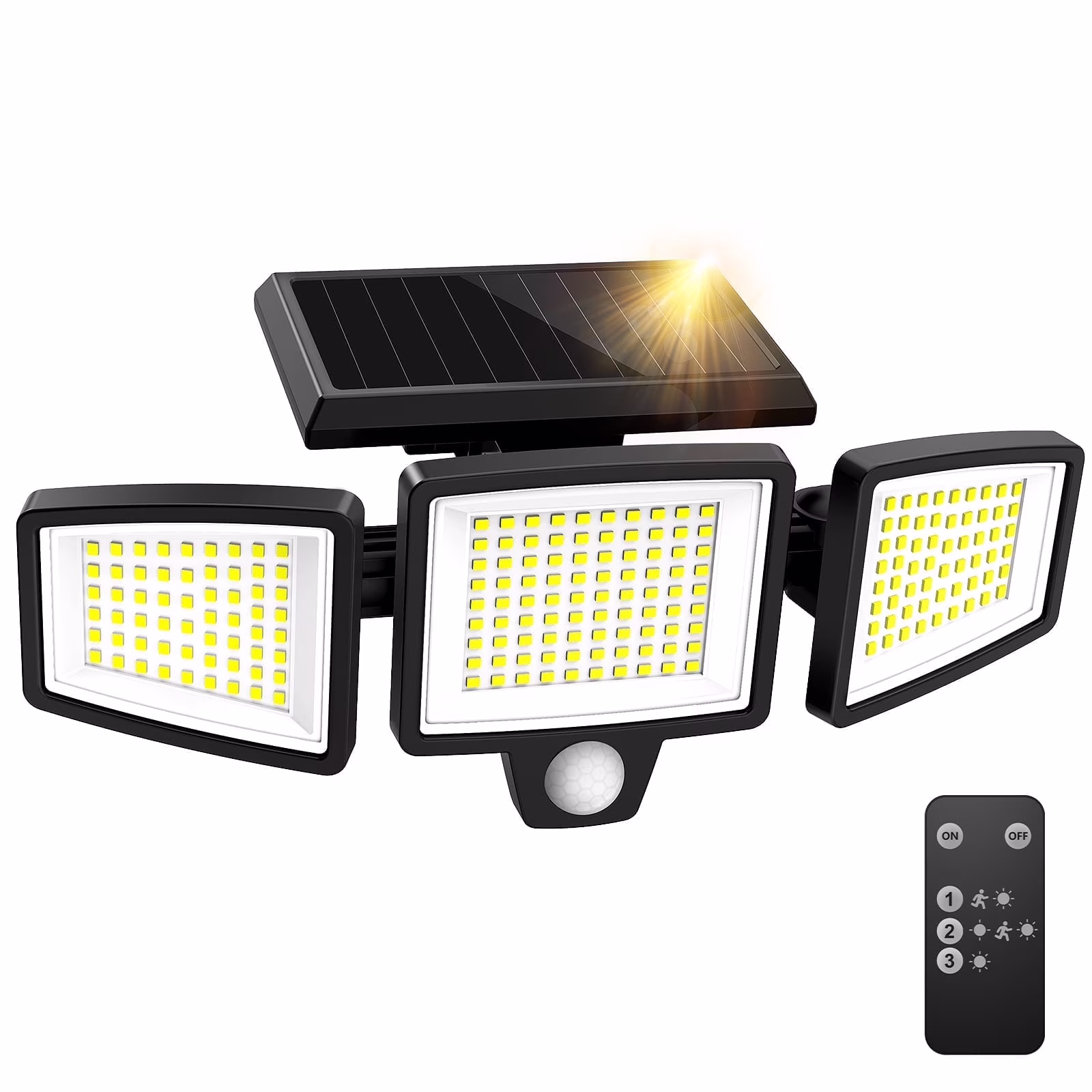 SZRSTH Solar Lights Outdoor - 210 LED 2500LM Waterproof Motion Sensor Security Lights with Wireless Remote Flood Lights for Patio Garage Yard Entryways