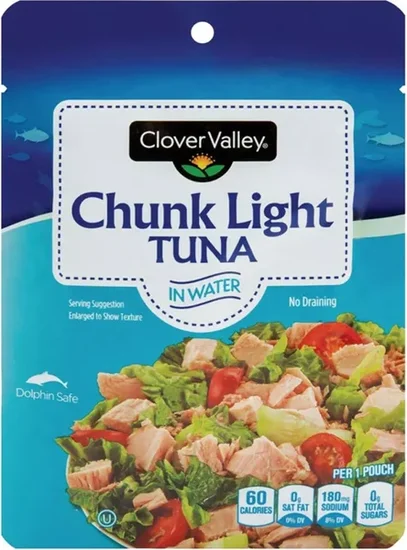 Clover Valley Chunk Light Tuna in Water Pouch, 1 ct