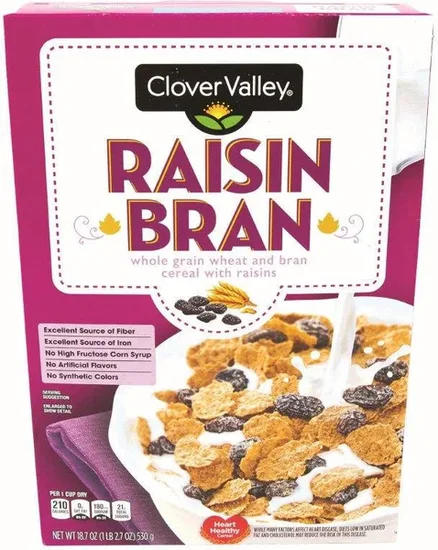 Clover Valley Raisin Bran Breakfast Cereal, 18.7 oz