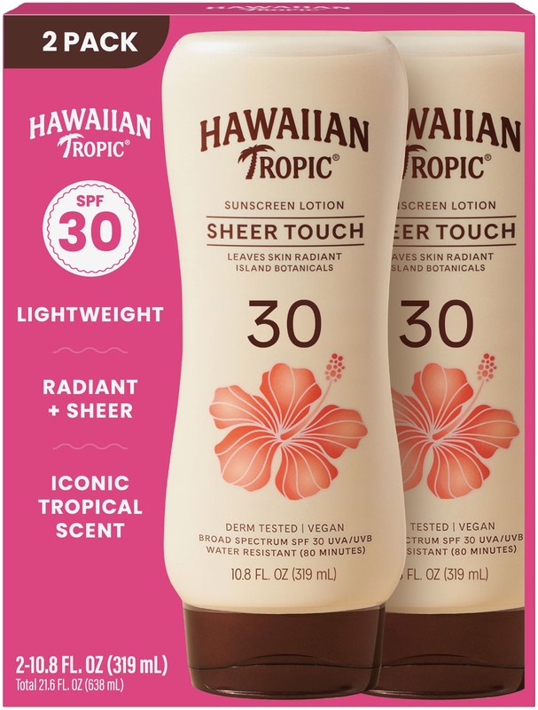 Hawaiian Tropic Sheer Touch Lotion Sunscreen SPF 30, 10.8 fl oz, 2-pack