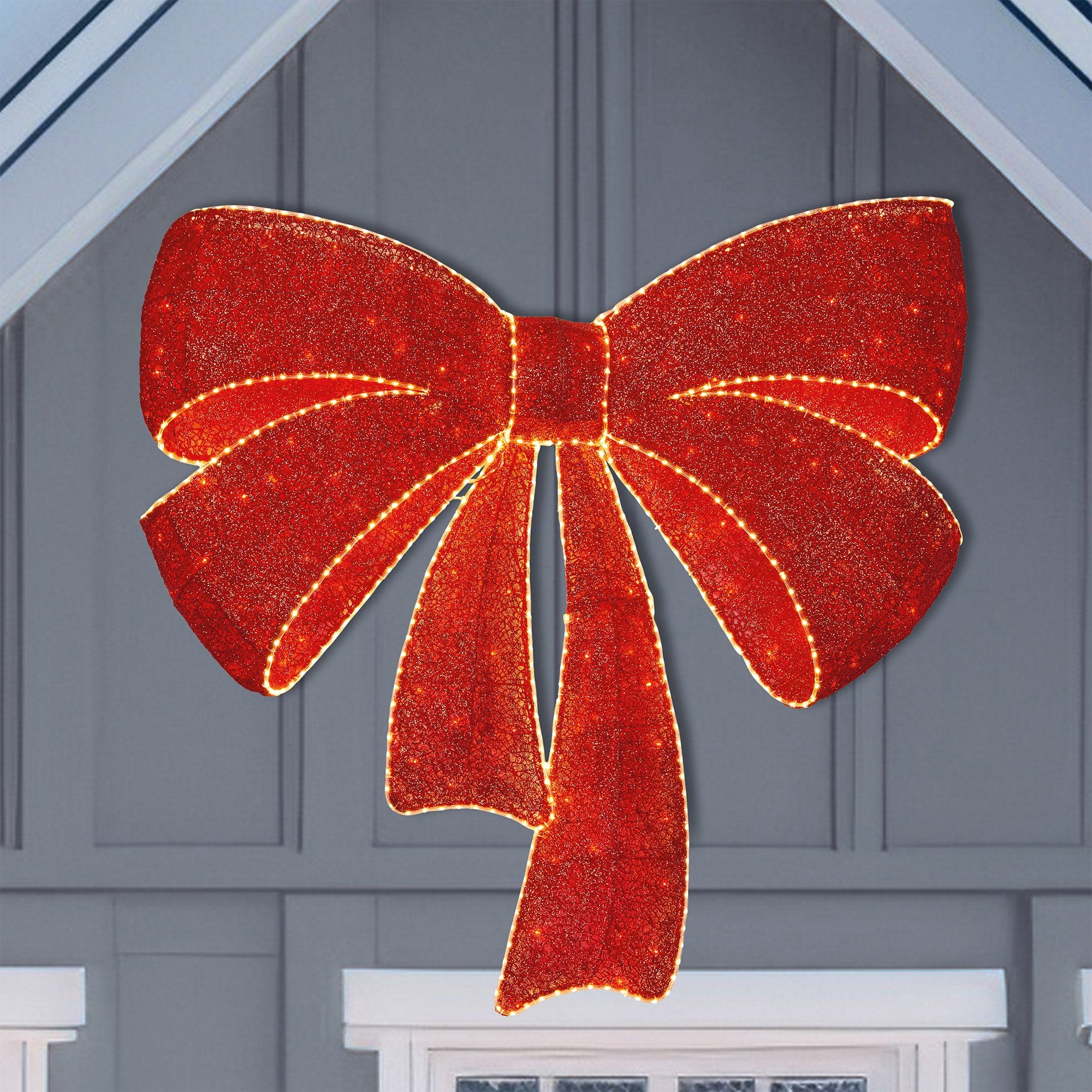 48-Inch Red Bow with LED Twinkle Lights