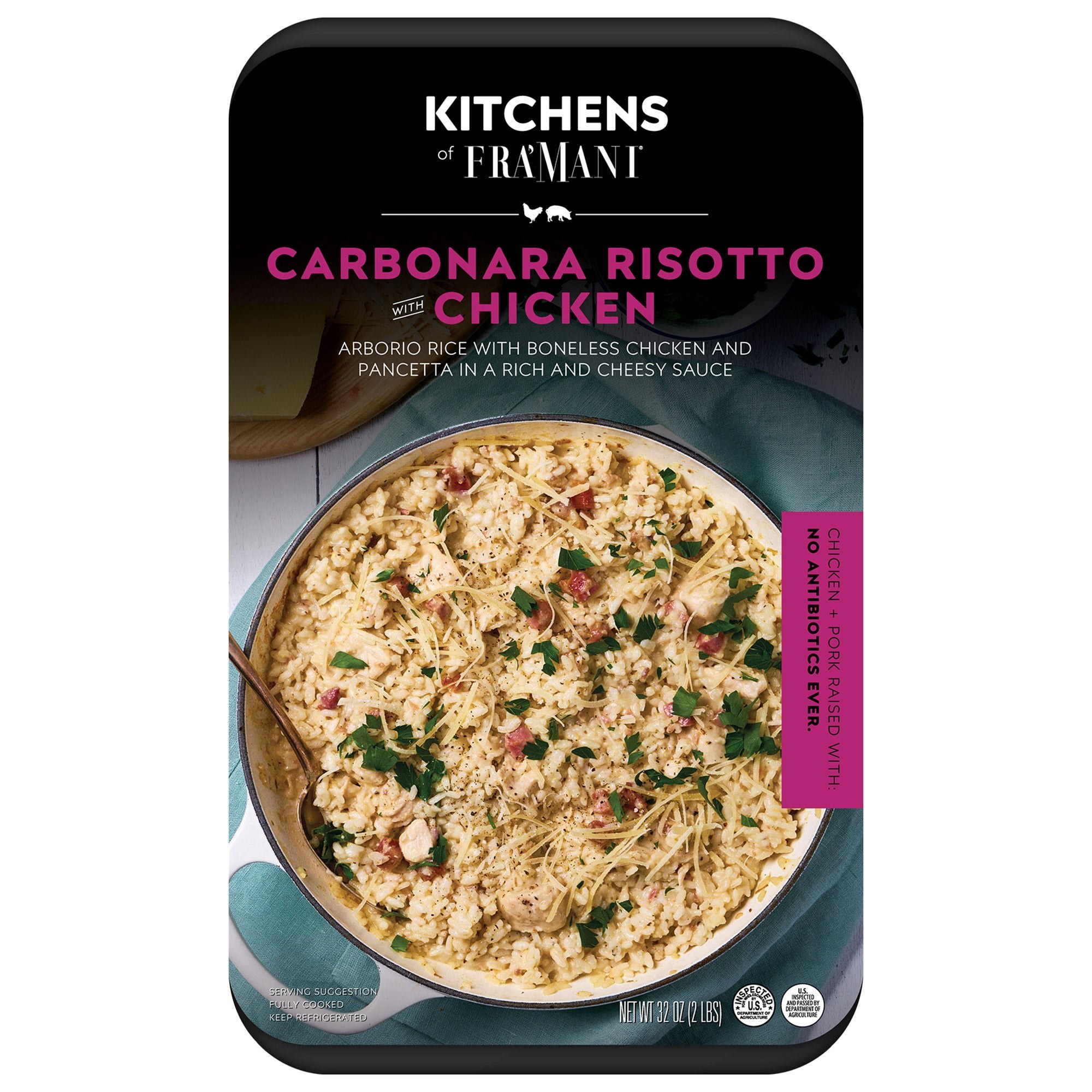 Kitchens of Fra’Mani Carbonara Risotto with Chicken