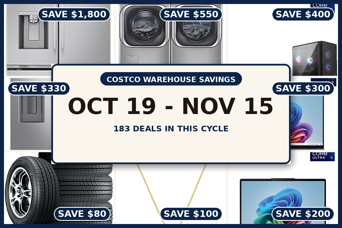 Costco warehouse savings October 19 to November 15
