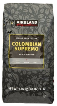 Kirkland Signature Colombian Supremo Coffee, Whole Bean, 3 lbs