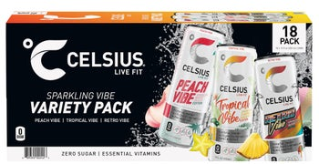 Celsius Sparkling Energy Drink, Vibe Variety Pack, 12 fl oz, 18-count