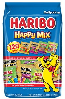 Haribo Gummi Candy Happy Mix Variety Pack, 120-count