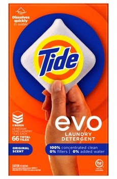 Tide Evo Laundry Detergent Tiles, Original, 66-count