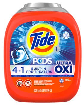 Tide Pods with Ultra Oxi Laundry Detergent Pods, 100-count