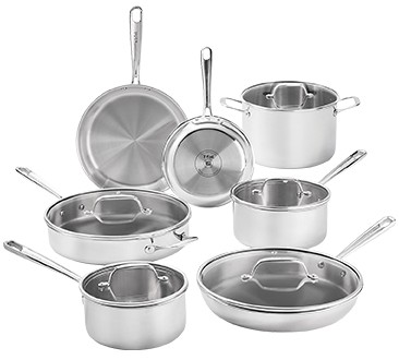 T-Fal Tri-Ply Stainless Steel 12-Piece Cookware Set