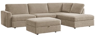 Broyhill Oswin Fabric 3-Piece Sectional with Storage Ottoman