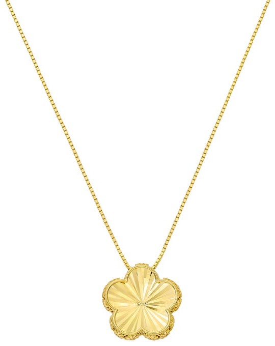 14kt Yellow Gold Flower Pendant Necklace