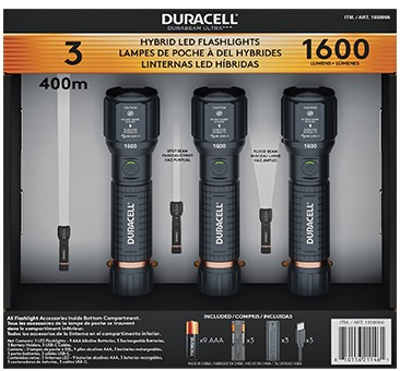 Duracell 1600 Lumens Hybrid Power Flashlights