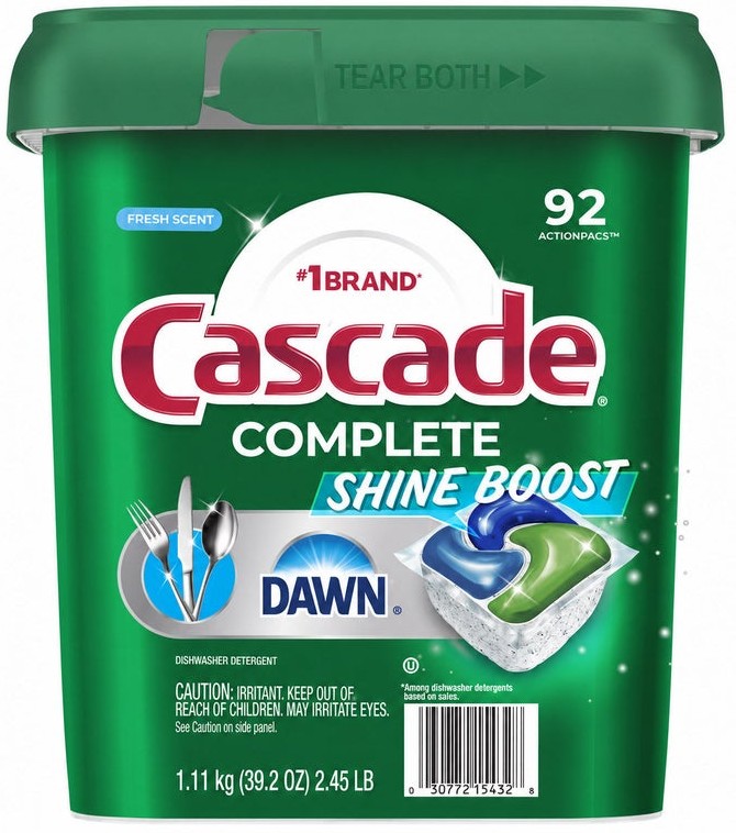 Cascade Complete Shine Boost Dishwasher Detergent Pacs