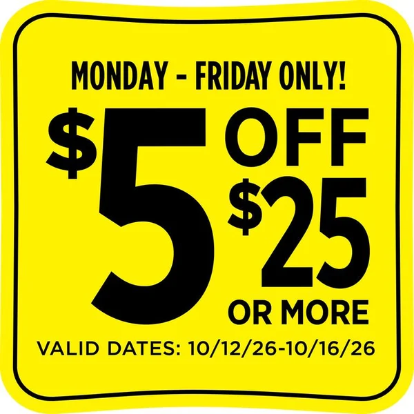 $5 off $25
