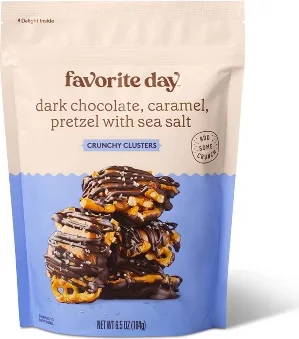 Dark Chocolate, Caramel, Pretzel with Sea Salt Crunchy Clusters Candy - 6.5oz - Favorite Day™