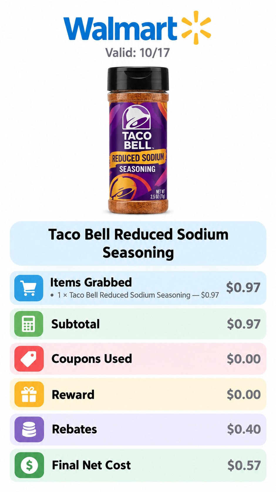 Taco Bell Reduced Sodium Seasoning