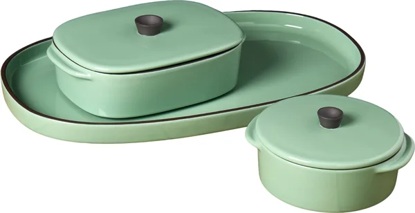 Denmark Tools for Cooks 5 Piece Stoneware Bake & Serve Set, Baking Casserole Dish Serving Tray, Sage Green