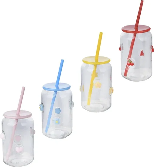Designer Glass Tumbler With Lid And Straw, 1-ct.