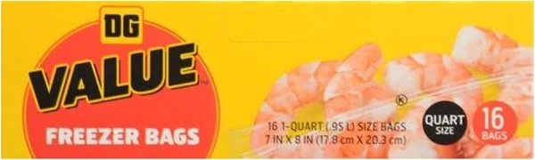 DG Value Freezer Bags, Quart Size, 16 ct