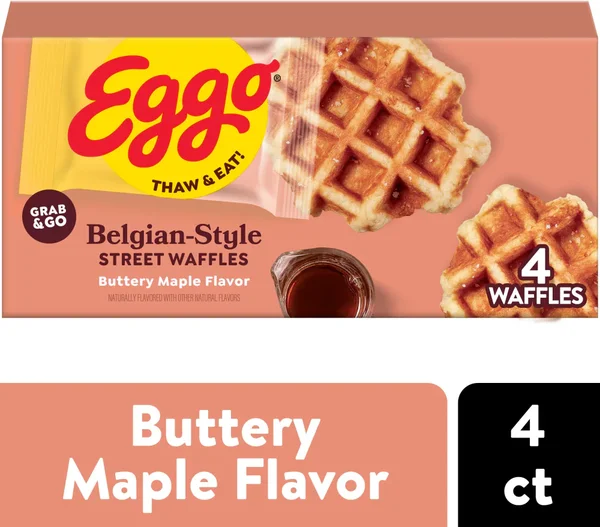 Eggo Buttery Maple Flavor Belgian-Style Frozen Street Waffles