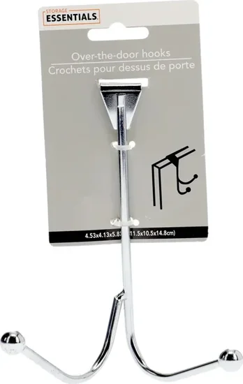 Essentials Silver Colored Over-the-Door Double Hooks