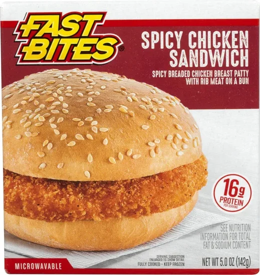 Fast Bites Frozen Spicy Breaded Chicken Sandwich, 5 oz.