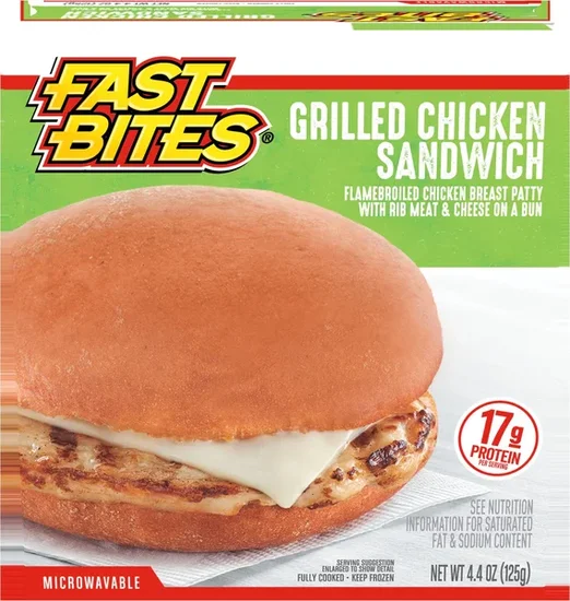 Fast Bites Microwaveable Grilled Chicken Sandwich, 4.4 oz.