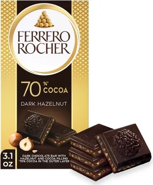 Ferrero Rocher Dark Chocolate Hazelnut Candy Bar - 3.1oz