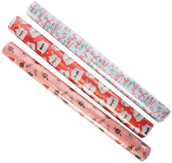 3-Pack Reversible Holiday Gift Wrapping Paper 60 Sq ft