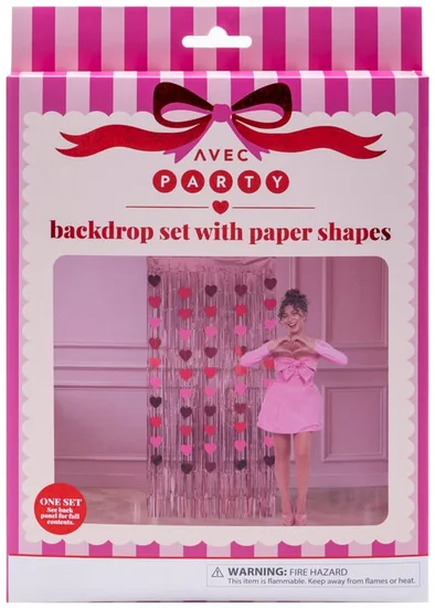 Avec Party Valentine's Day Backdrop Set With Paper Shapes Set