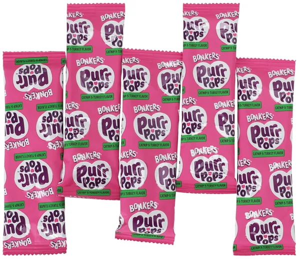 Bonkers Purr Pops Catnip & Turkey Flavor Cat Treat Pops 5-Pack