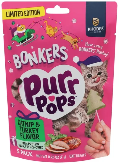 Bonkers Purr Pops Catnip & Turkey Flavor Cat Treat Pops 5-Pack