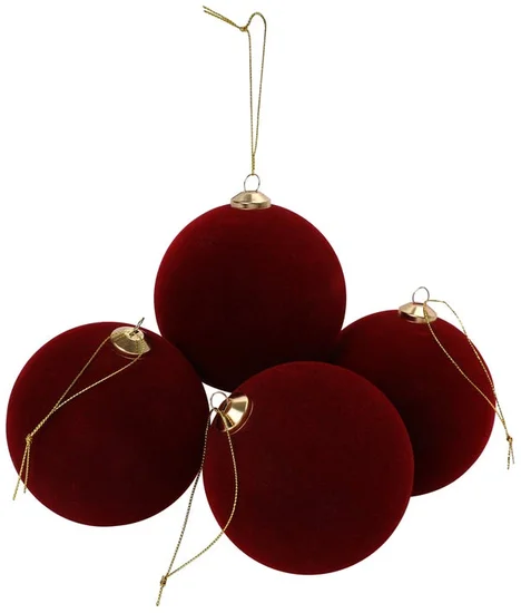 Christmas Flocked Ornaments 4-Pack
