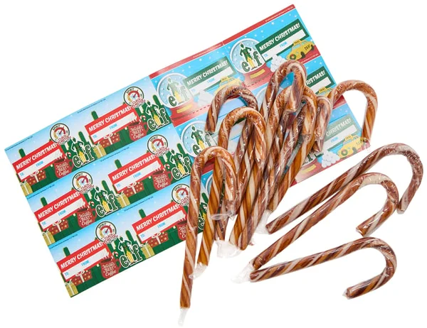 Elf Candy Cane Card Kit, 12-Count Maple Syrup Candy Canes