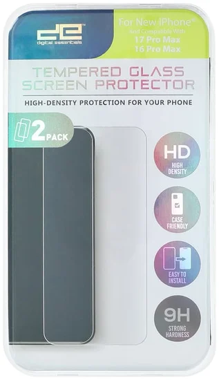 iPhone 17/16 Pro Max Tempered Glass Screen Protector 2-Pack