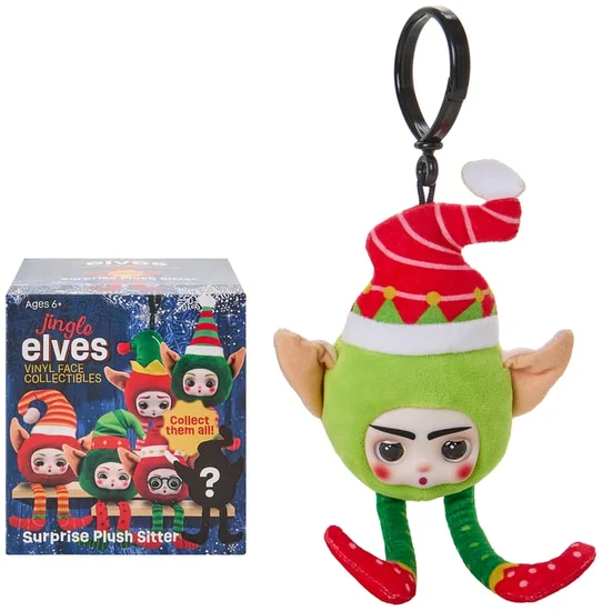 Jingle Elves Surprise Plush Sitter Mystery Keychain Collectible (Styles may vary)