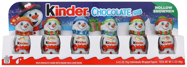 Kinder Chocolate® Hollow Snowmen Milk Chocolate Figures, 6-Pack