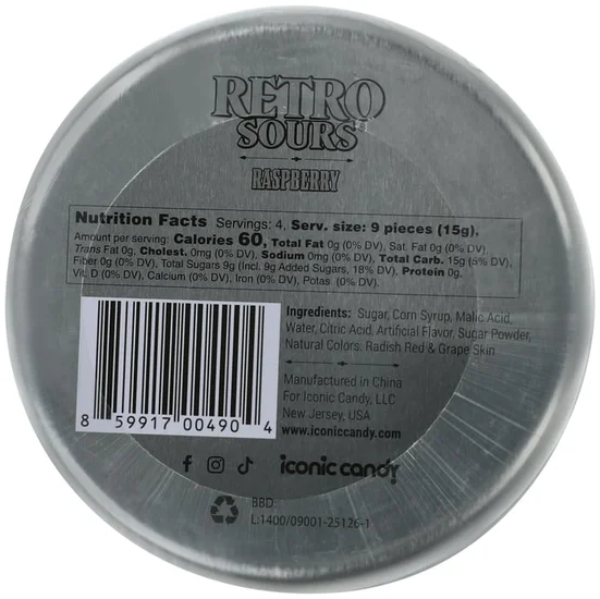Retro Sours® Rasberry Candy Tin 2.1oz