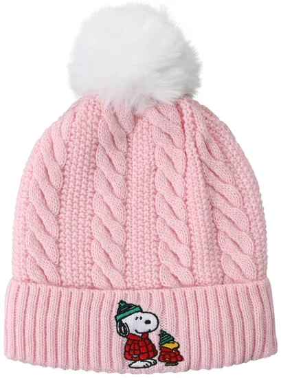Snoopy & Woodstock Cable Knit Beanie